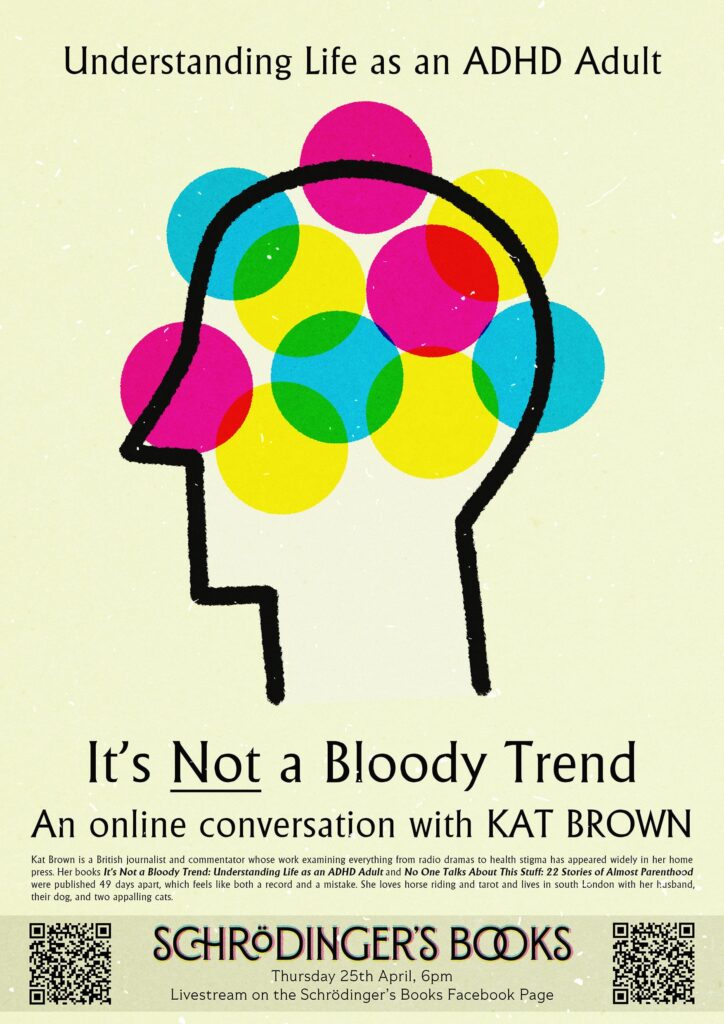 Poster design. A stylised profile of a head overlayed with overlapping, coloured dots. 

Caption: It's Not a Bloody Trend, an online conversation with Kat Brown